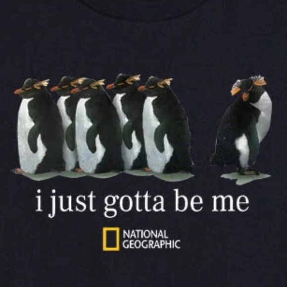 I Just Gotta Be Me Funny Penguins Graphic Humor Quote Gift Novelty T-Shirt 173 - Picture 2 of 5